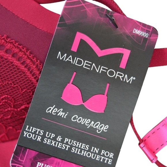 32B Maidenform Love the Lift Push Up & In Demi Bra, Armature Red/Burgundy Sunset - Picture 4 of 8